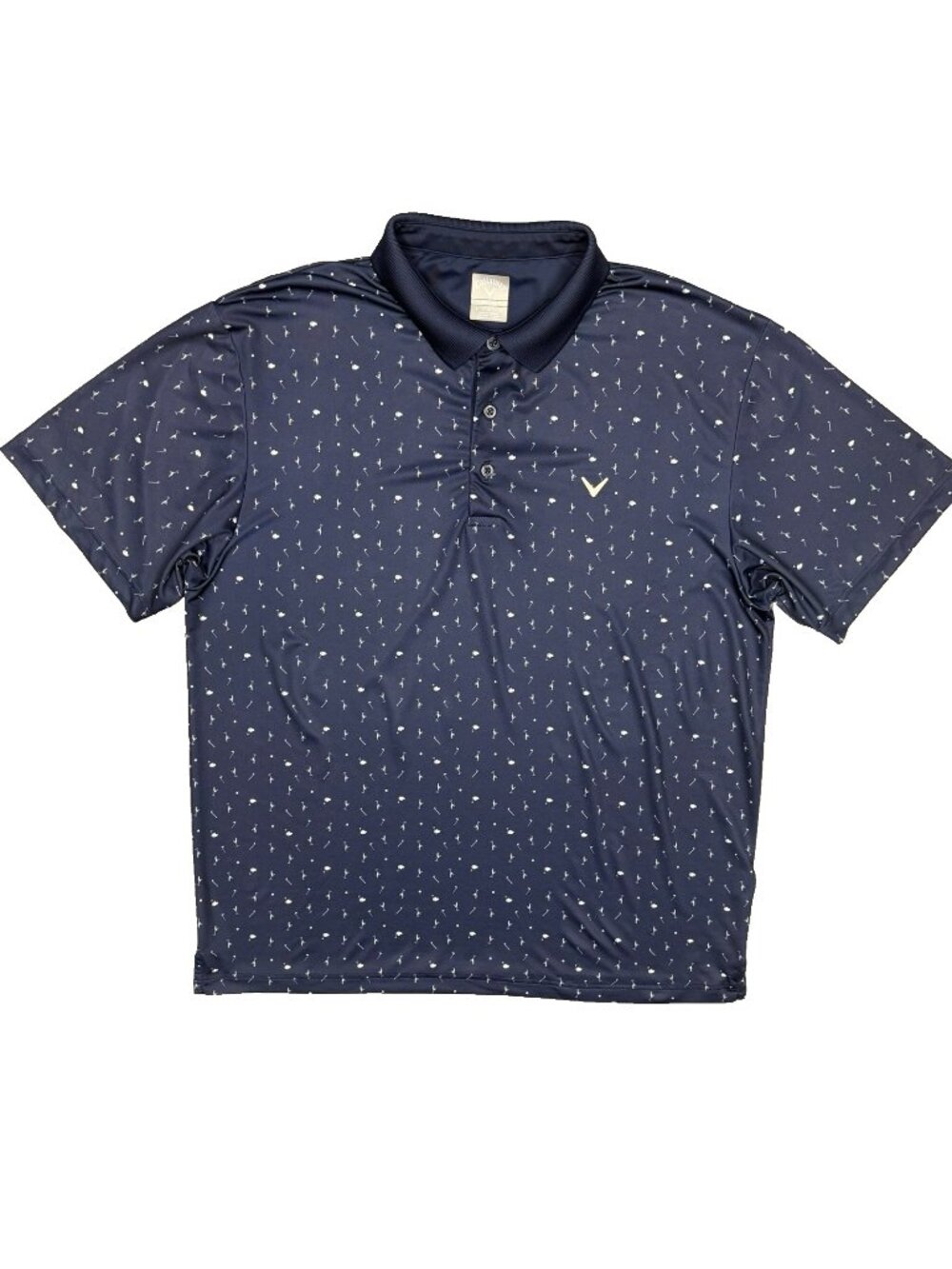 Callaway Golf Shirt Martini Print Short Sleeve Stretch Polo Blue Large
